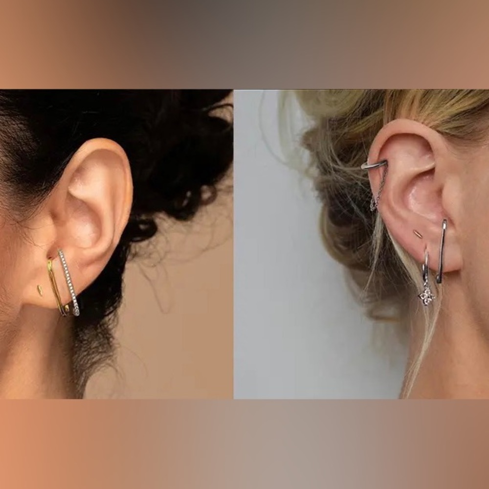 Long cuffed bar earrings